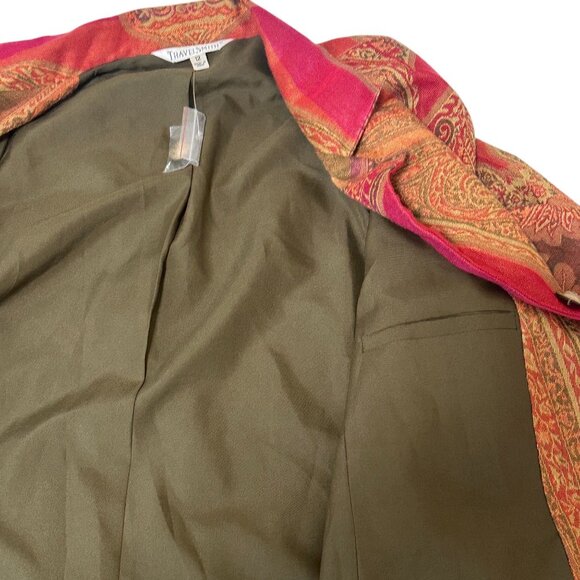 Vtg TravelSmith Orange Paisley Tapestry Button Front Jacket Blazer Womens Sz 12 - Picture 9 of 14